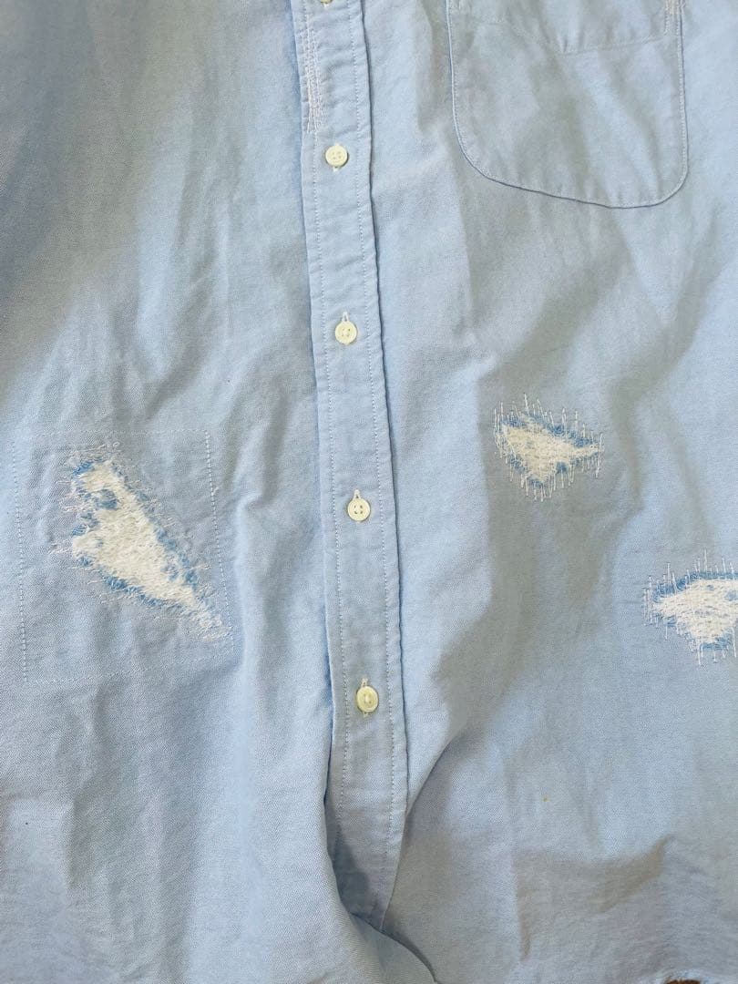 BOWWOW BEAMSライトブルー ダメージ加工 オーバーサイズシャツ