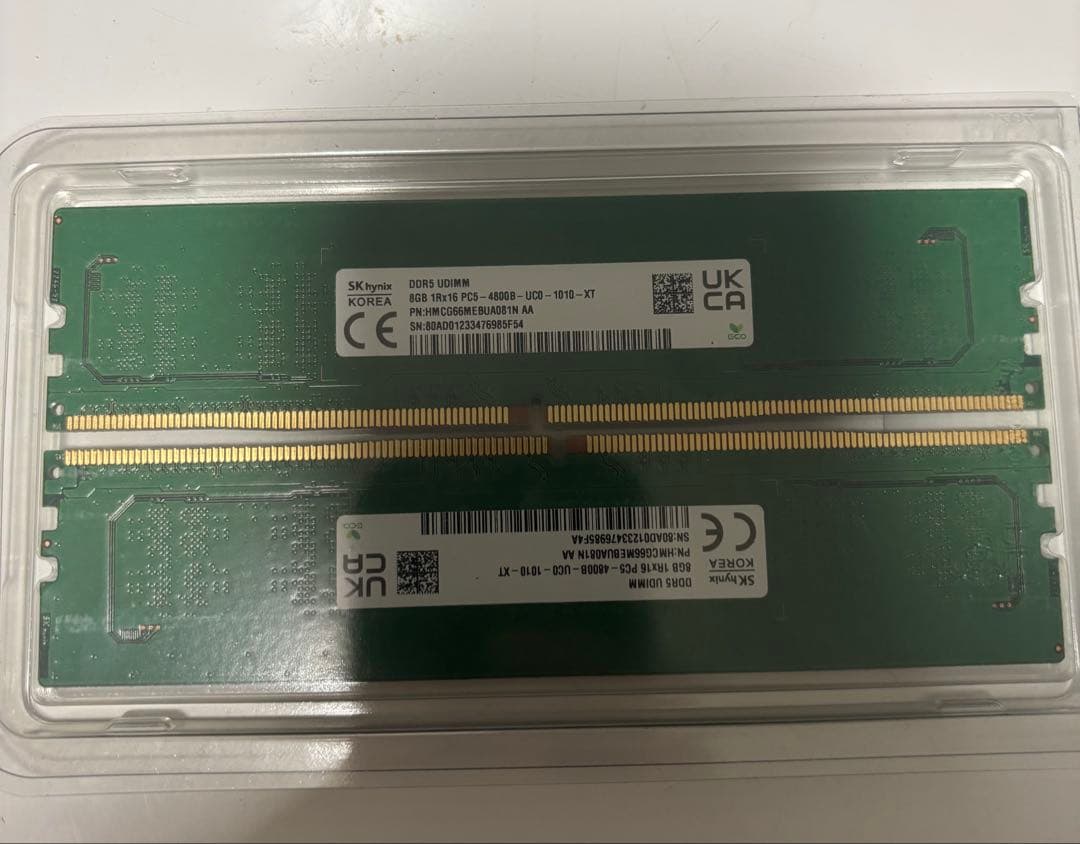 8GB DDR5メモリ PC5-4800B 2枚　16GB