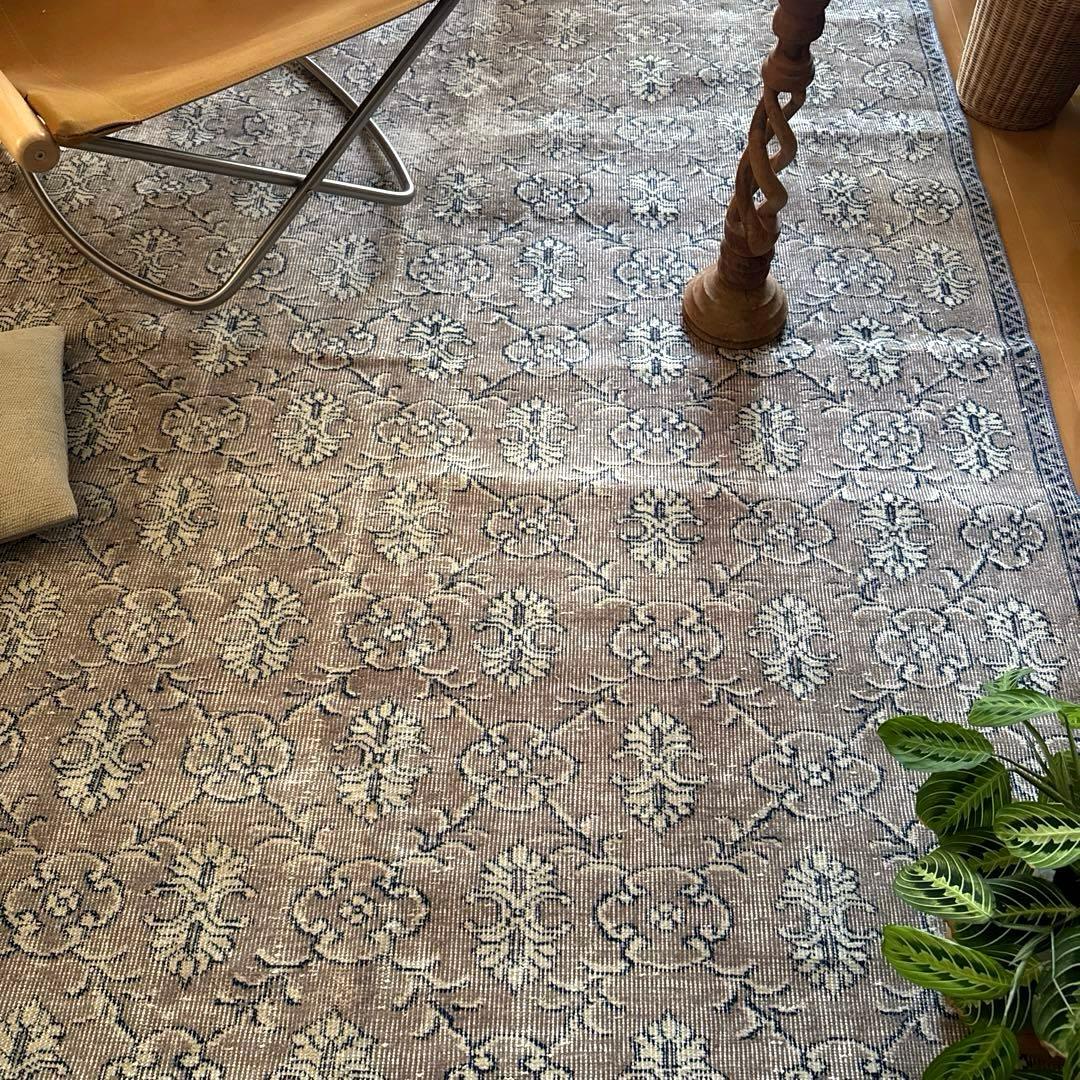 超大判162×282レアボタニカル紋章 グレージュ　トルコヴィンテージラグ