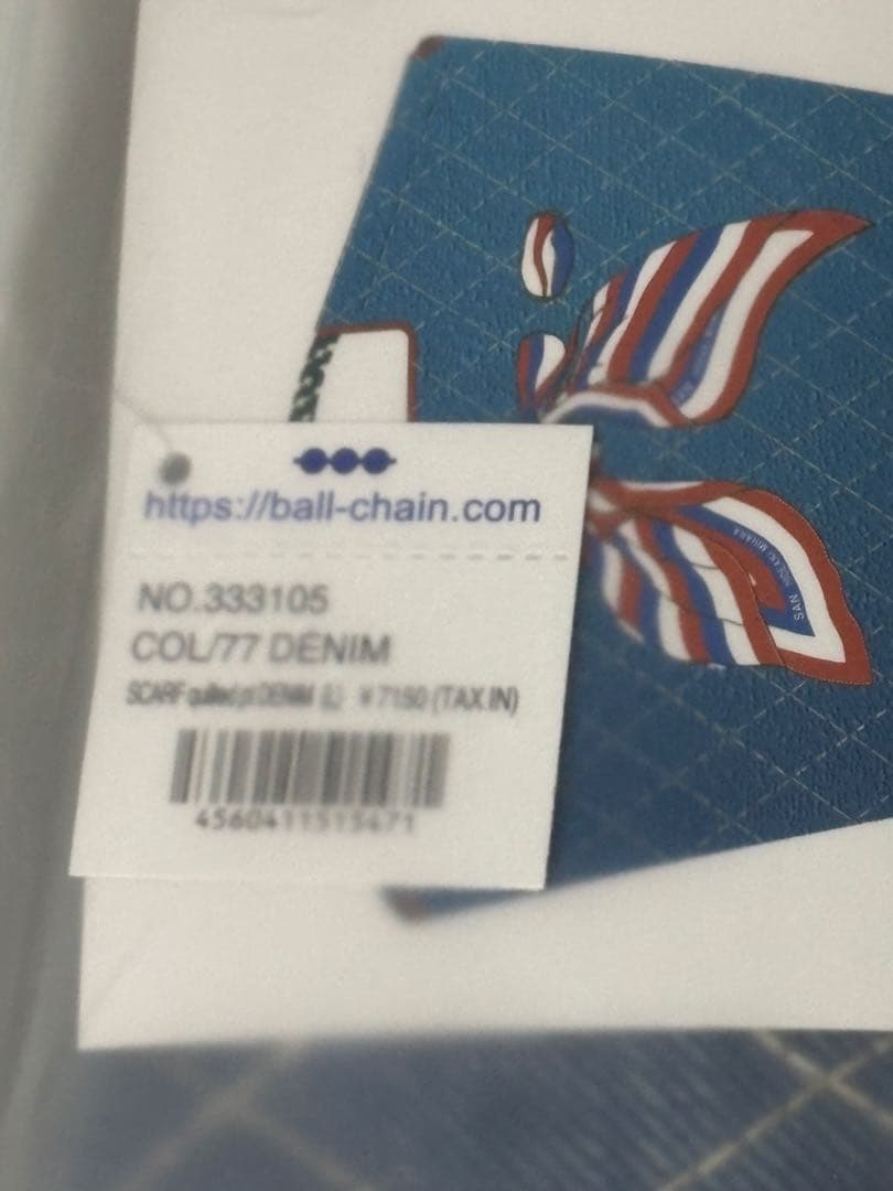✨Ball＆Chain スカーフ リボン柄 デニム　Ｌ　表参道店限定　完売　希少