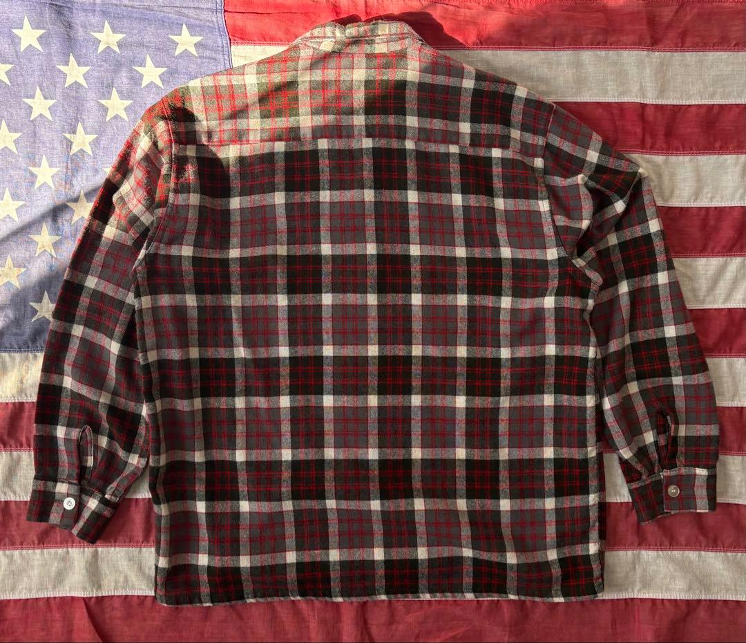 60s ウールシャツ 開襟 チェック vintage オンブレ