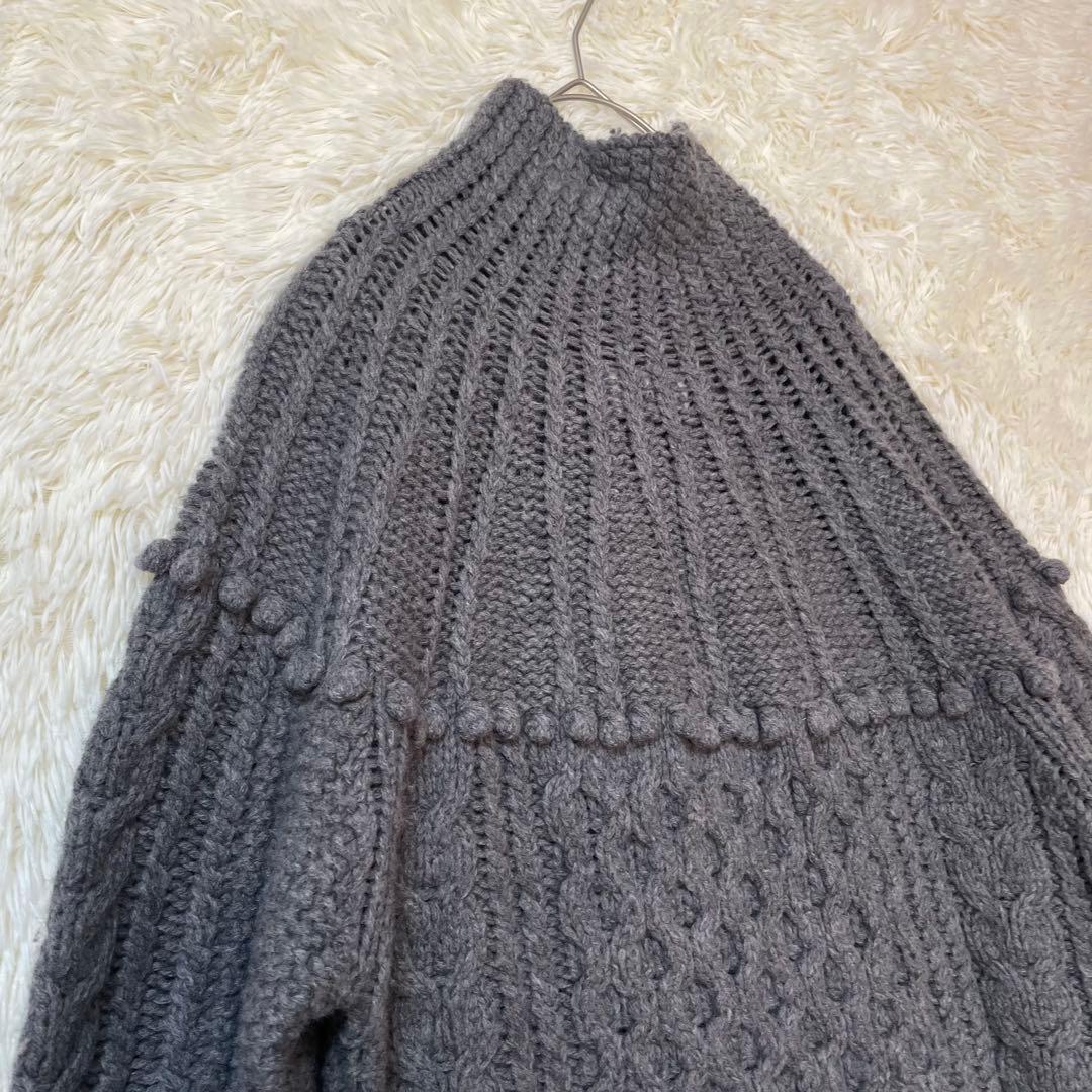 クラネ CLANE アーチケーブル ハンドニット グレー　ウール　美品　M