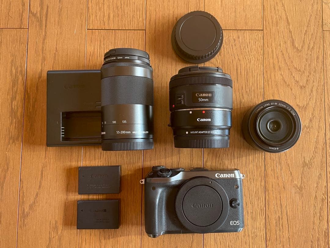 【本体ジャンク品】 Canon EOS M6 ミラーレス一眼 レンズ3本付き