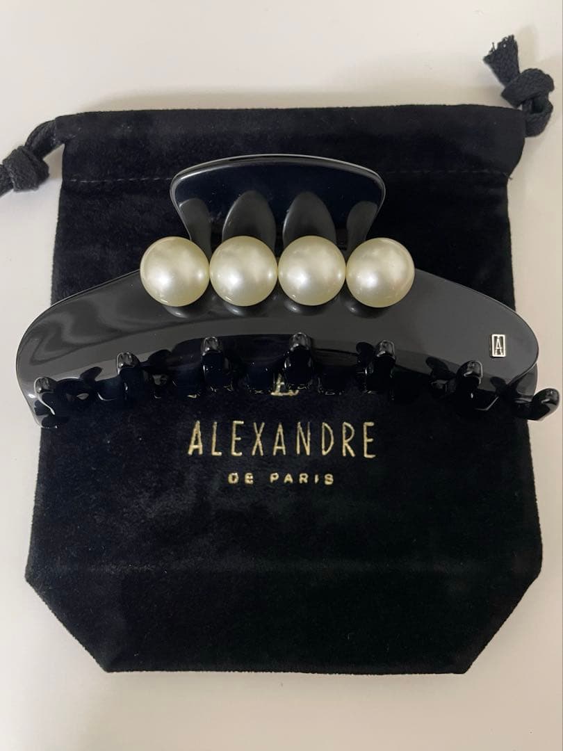 アレクサンドルドゥパリ　ヘアクリップ　ブラック　パール　Ｌサイズ