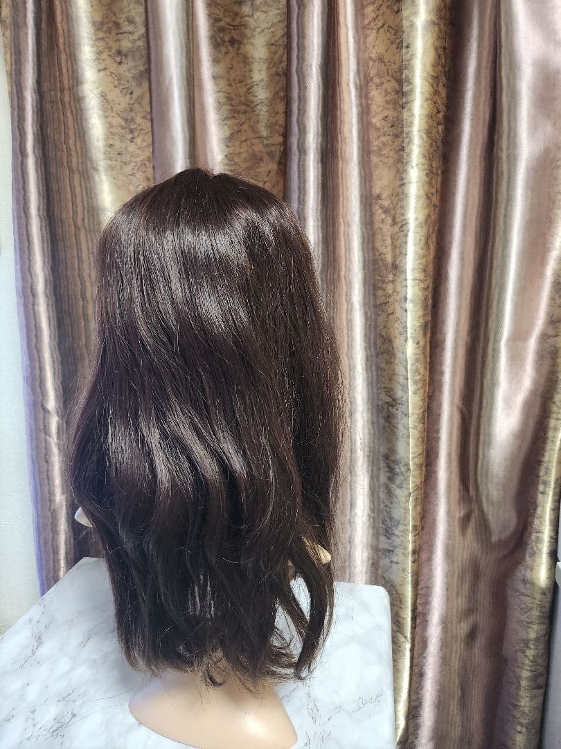 高級人毛100% ストレートウィッグ ロング