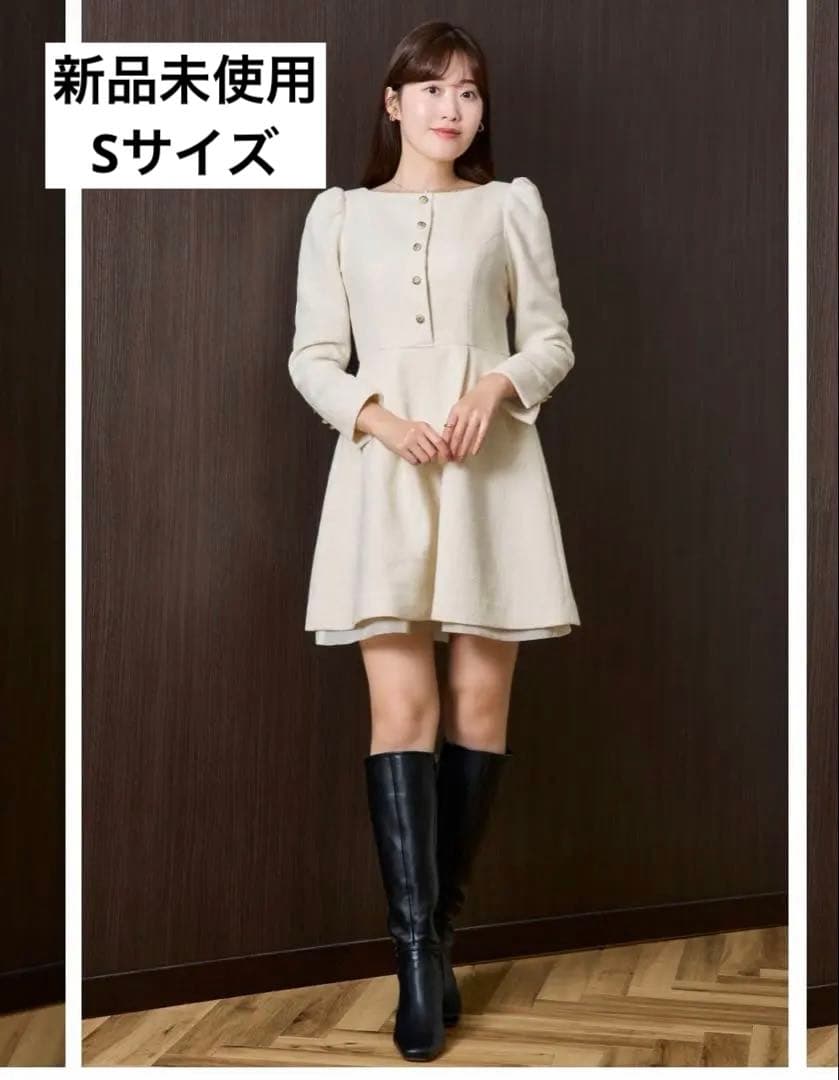 新品 herlipto Mondrian Tweed Mini Dress 白