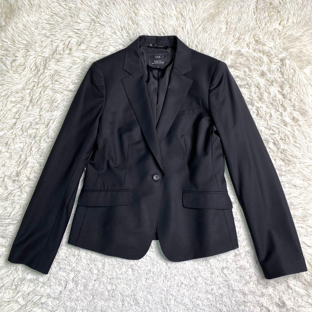 美品✨23区 スーツ セットアップ バハリエ生地 黒 ストレッチ M 1B 毛