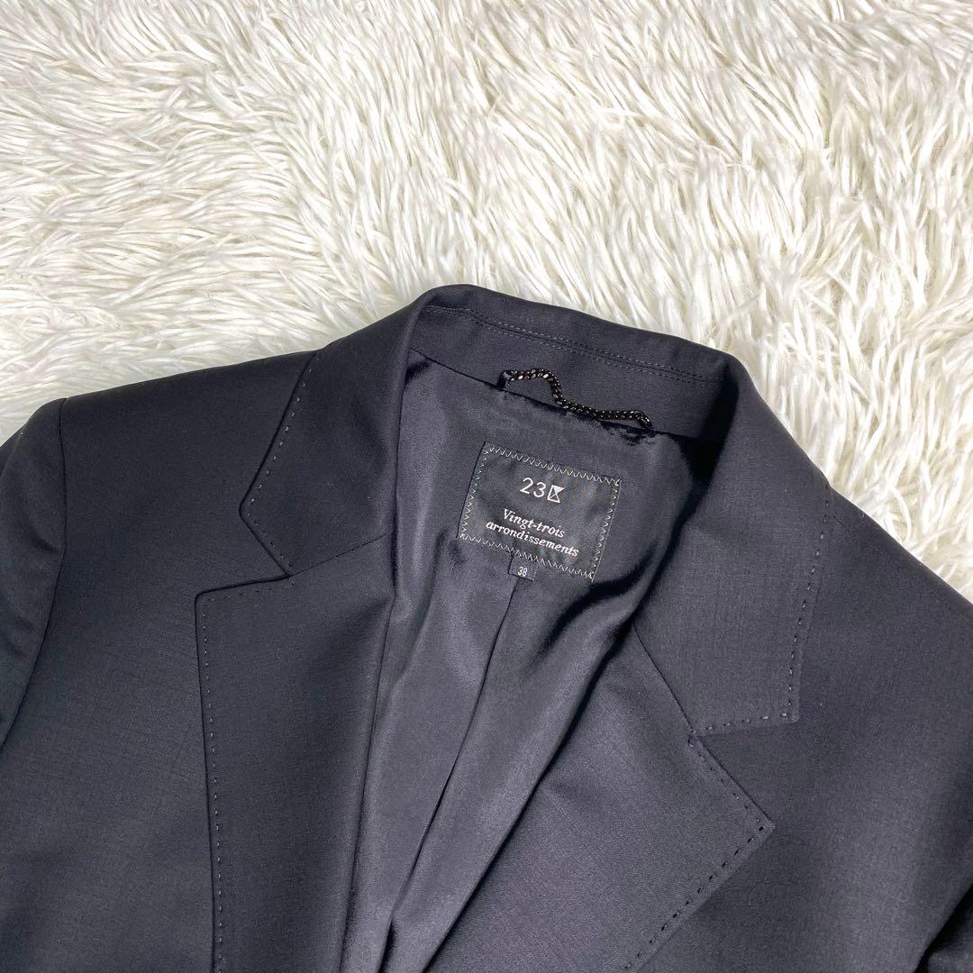 美品✨23区 スーツ セットアップ バハリエ生地 黒 ストレッチ M 1B 毛