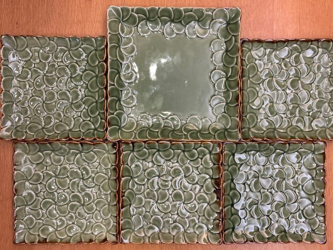 JENGGALA 緑色 正方形プレート 6枚セット