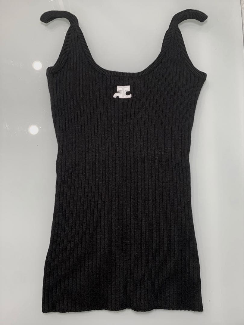 Courreges ブラック リブ キャミソール