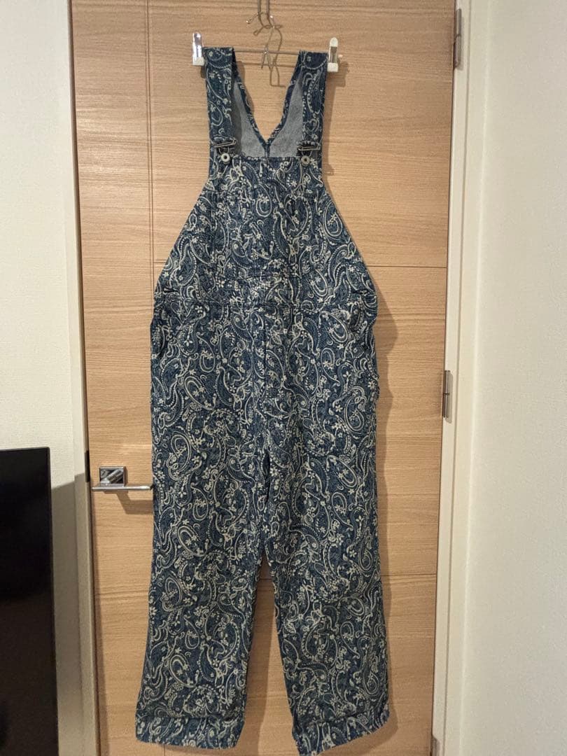 ジョンブル　京都バッセン　ネイビー ペイズリー柄 オーバーオール