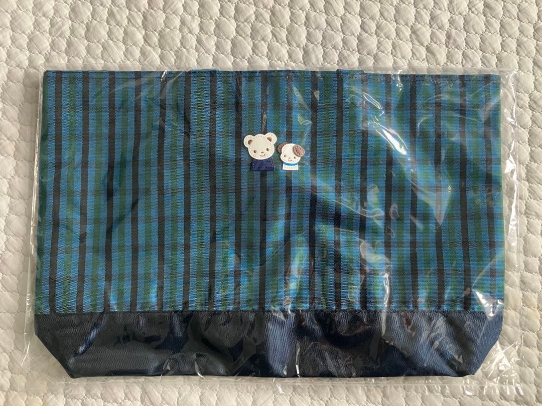 新品未使用　ファミリア　ナイロン　チェック　トートバッグ　レッスンバッグ