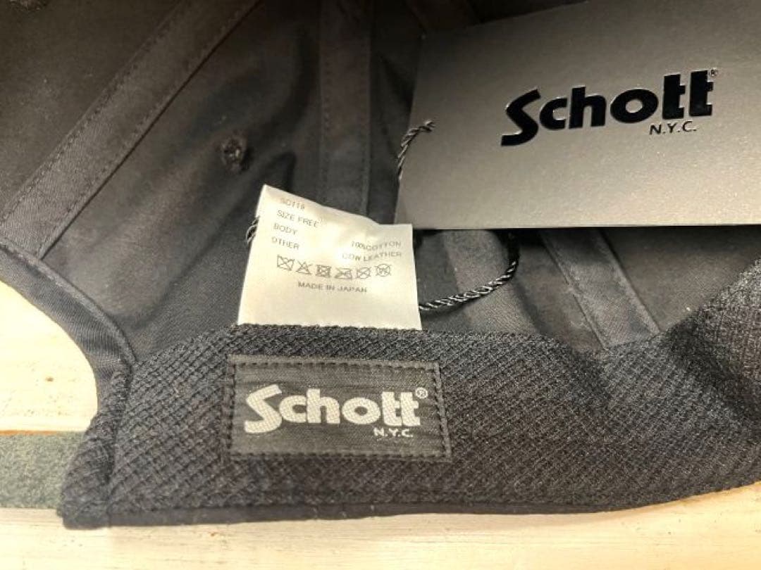 ショット パラフィンレザー 8パネルキャップ BK/日本製