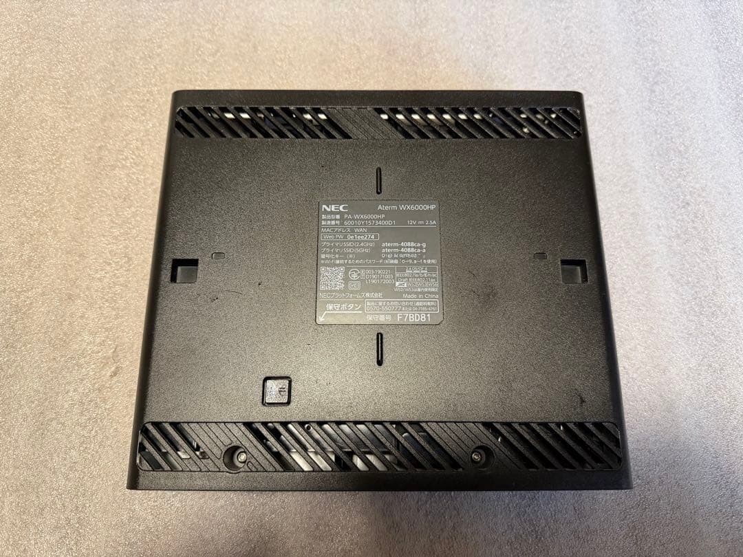 NEC Aterm WX6000HP PA-WX6000HP 無線LANルーター