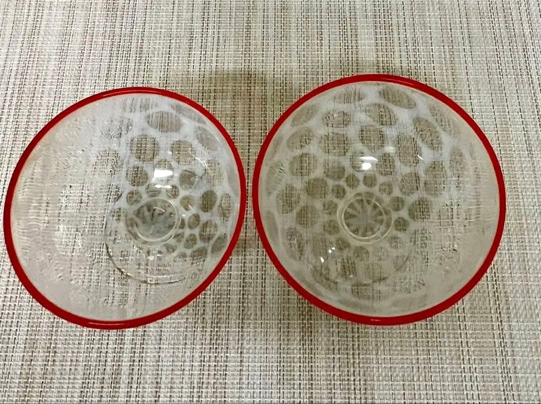 氷コップ 水玉紋様 赤 アンティーク 大正ロマン②