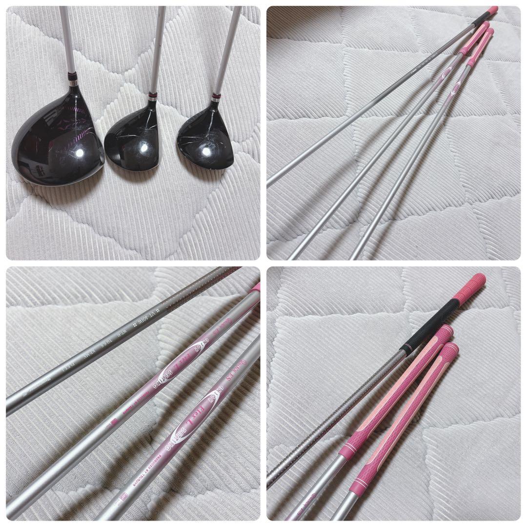 レディース 9本 ！入門ゴルフクラブセット ピンク赤系 ViQ LINKS