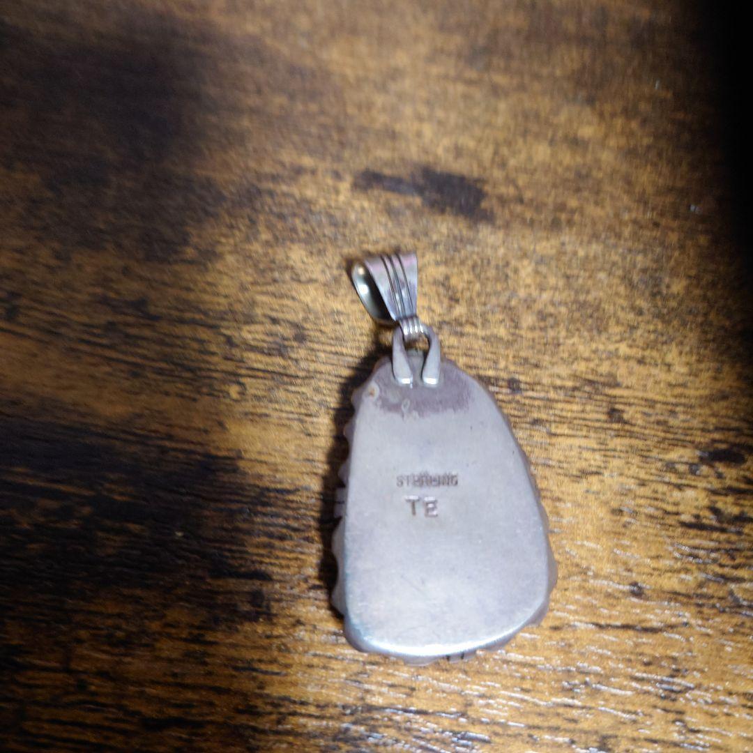 navajo sterling Silver ターコイズペンダントトップte刻印