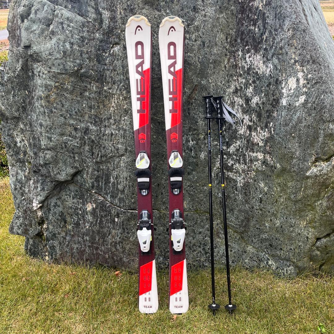 HEAD ジュニアスキー(137cm)、ストック(105cm)セット