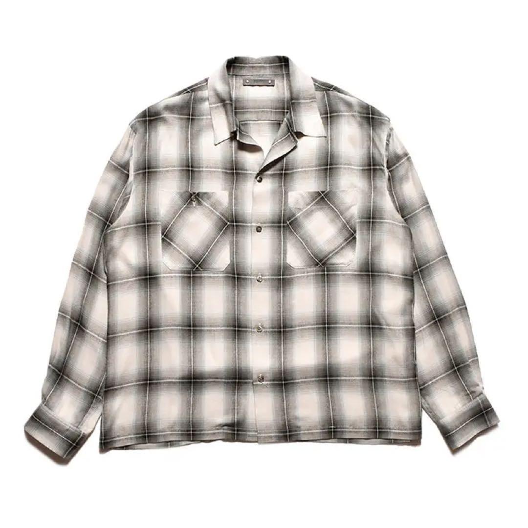 【試着のみ】R.Ombre Open Collar SH レーヨンチェックシャツ