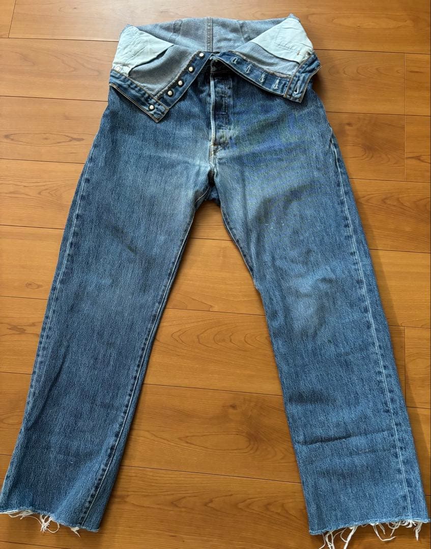 QUIITO キート リメイクデニム ダブルウエスト ヴィンテージ　ハイウエスト