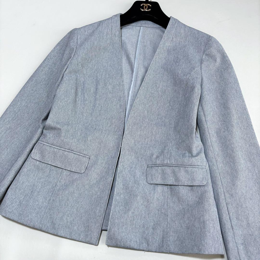 未使用✨️ノーリーズ　セットアップスーツ　春夏　ノーカラーパンツ　グレー　Lサイズ