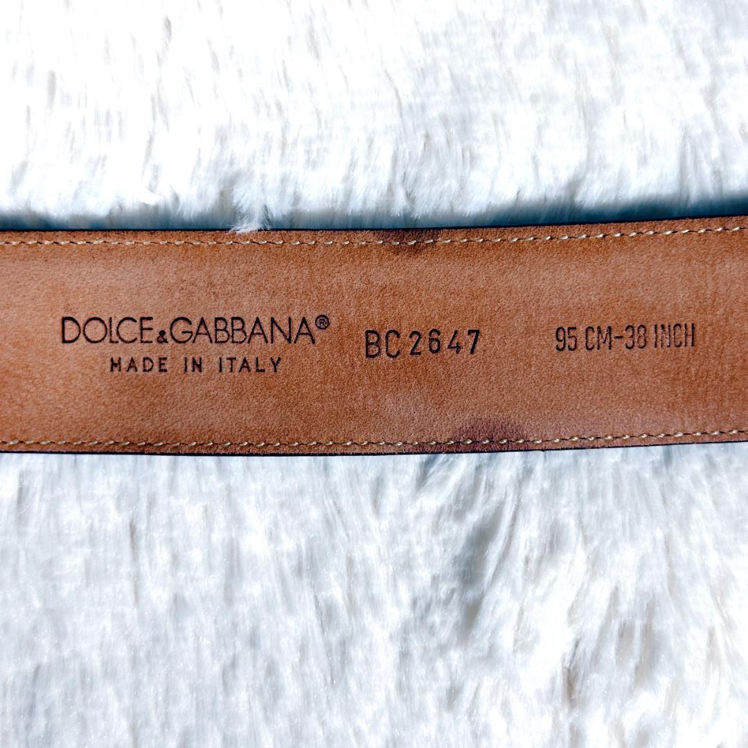 美品 DOLCE&GABBANA D&G 黒 金 ベルト レザー ドルガバ 本革