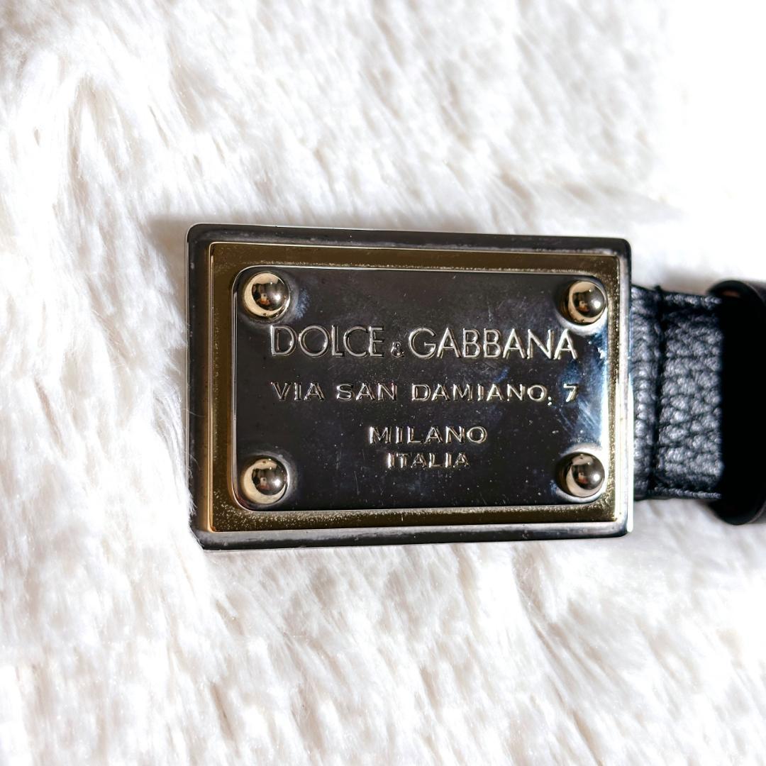 美品 DOLCE&GABBANA D&G 黒 金 ベルト レザー ドルガバ 本革