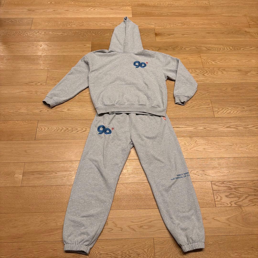 9090 グレー フード付きスウェットセット