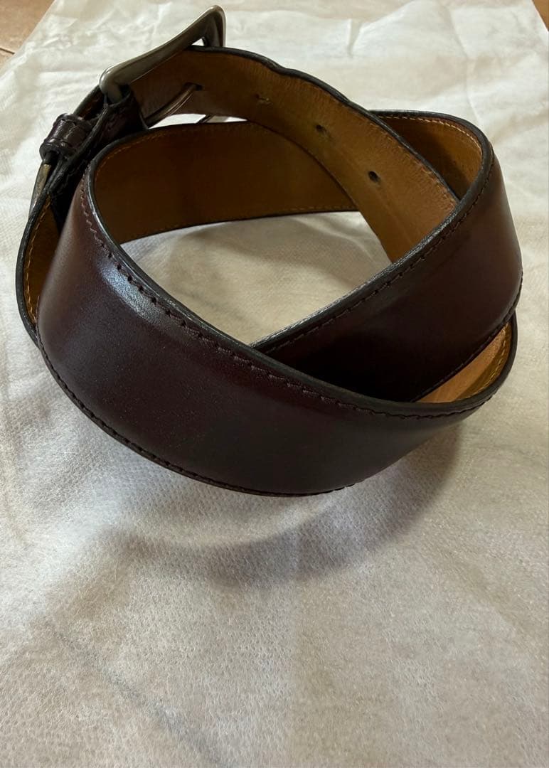 J&M DAVIDSON 高級ドレスベルト 30 ブラウン