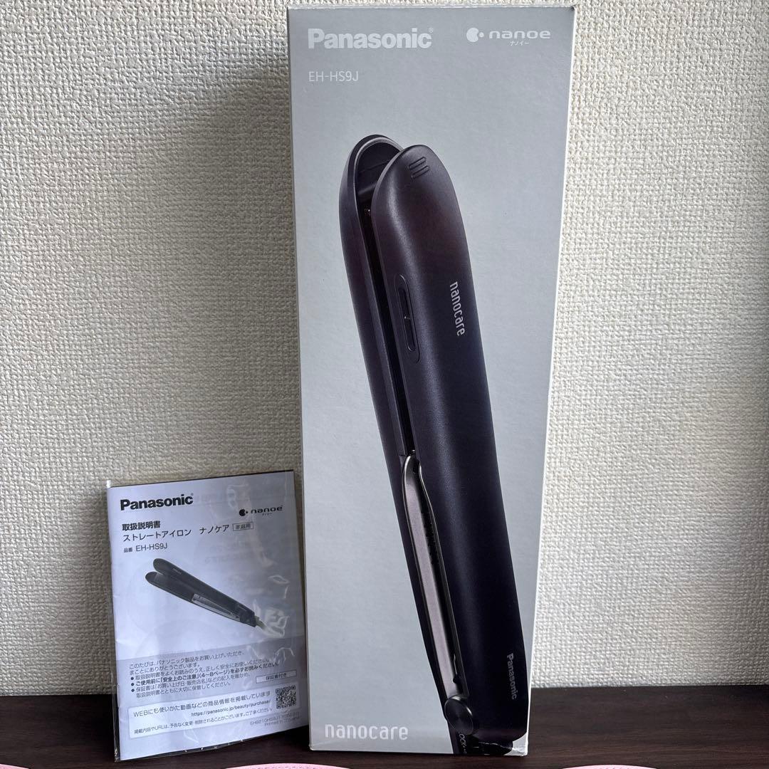 【美品・動作済】パナソニック ストレートアイロン ナノケア 黒 EH-HS9J