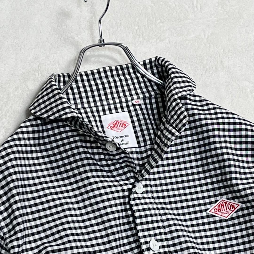 美品『ダントン』丸襟プルオーバーシャツ ギンガムチェック リラックスシルエット