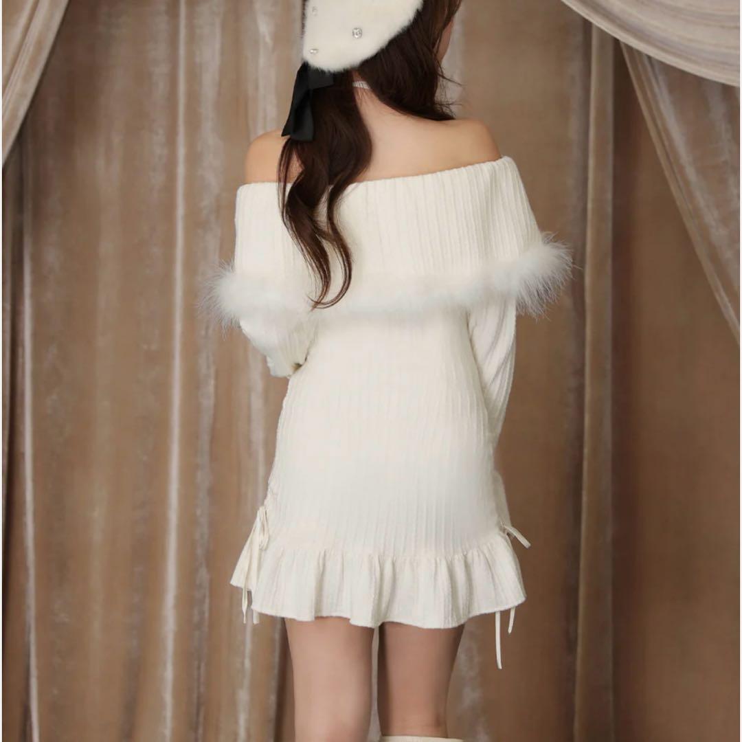 エムミーエメ Feather offshoulder mini onepiece