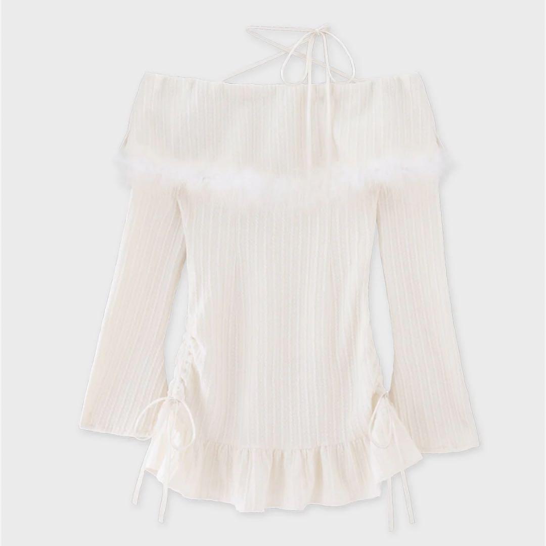 エムミーエメ Feather offshoulder mini onepiece