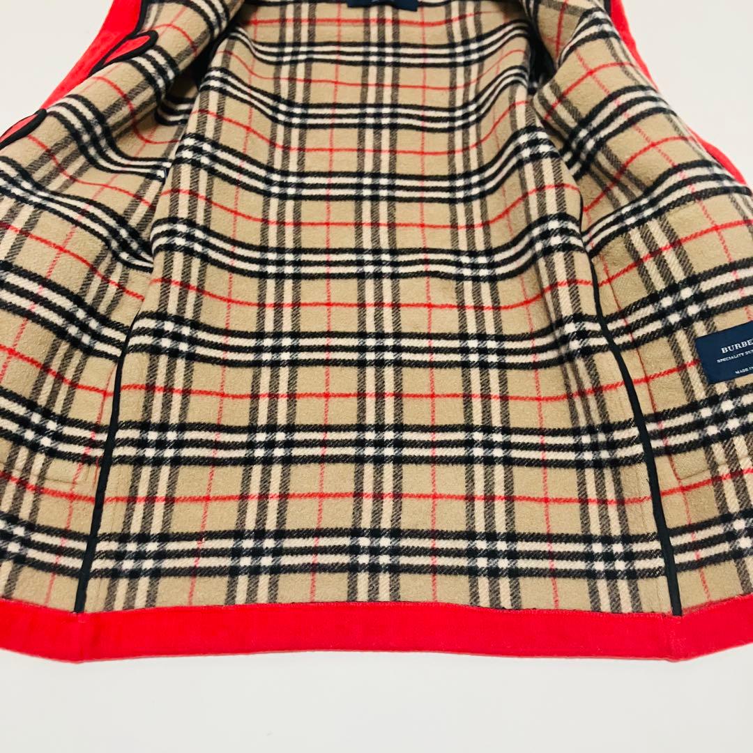 英国製 バーバリーロンドン　ロングダッフルコート　レッド　ノバチェック　赤　L