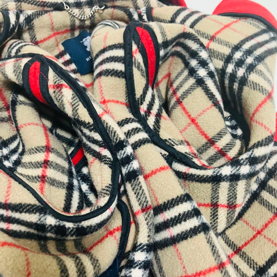 英国製 バーバリーロンドン　ロングダッフルコート　レッド　ノバチェック　赤　L
