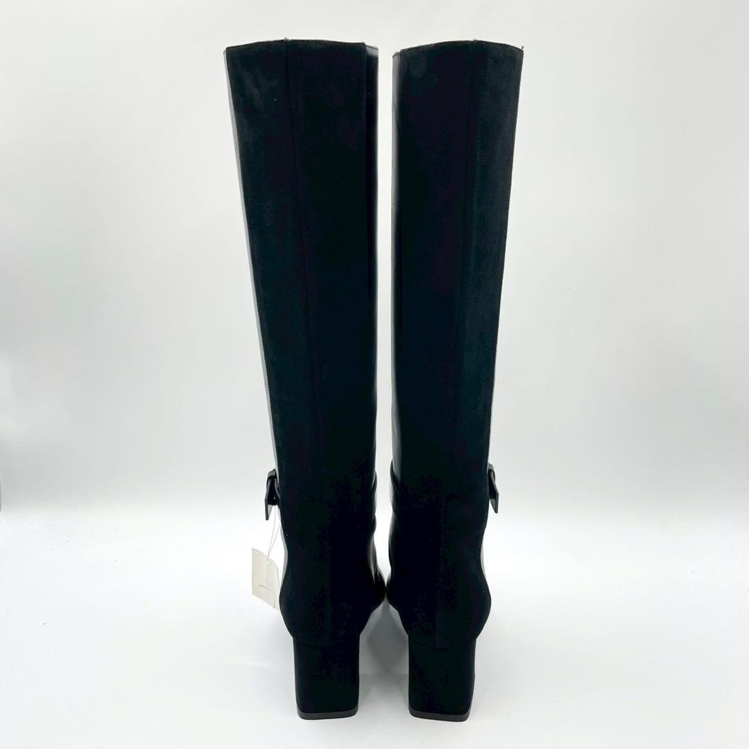 ポリーニ ロングブーツ ポインテッドトゥ 本革 36 黒 イタリア製 Y1138