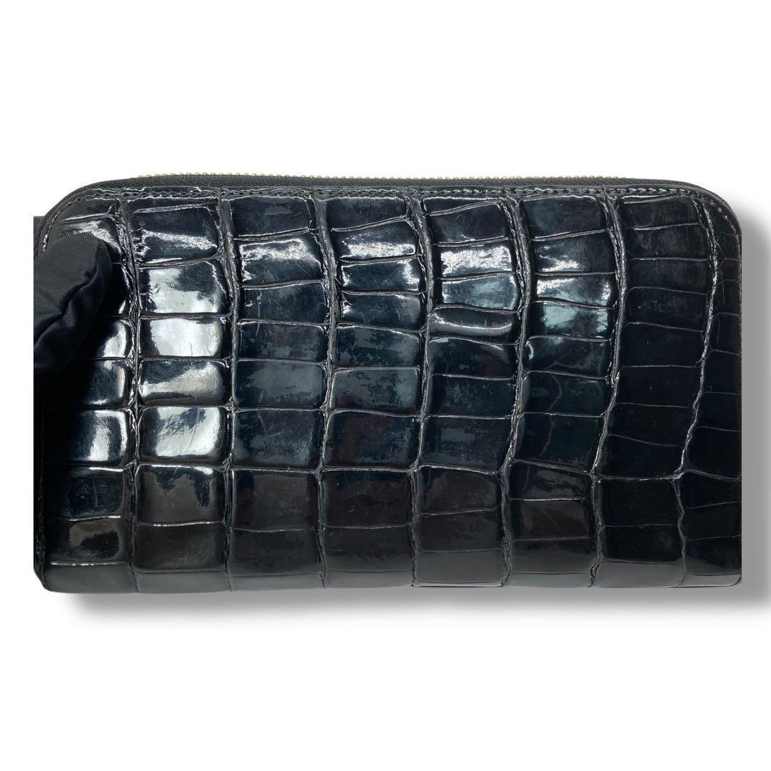 ✨良品✨池田工芸　クロコダイル　シャイニング 長財布　ラウンドファスナー 金具