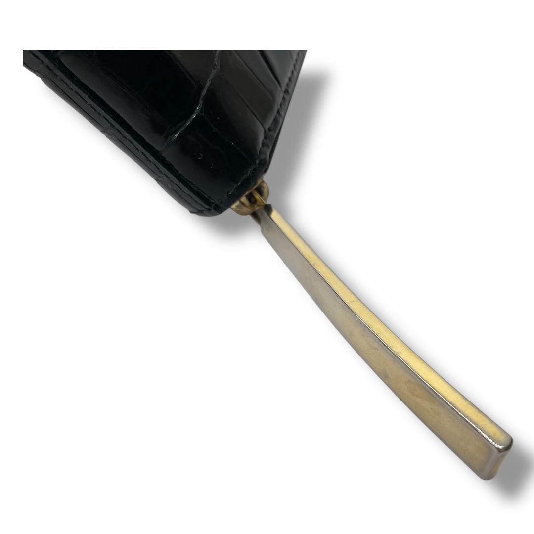 ✨良品✨池田工芸　クロコダイル　シャイニング 長財布　ラウンドファスナー 金具