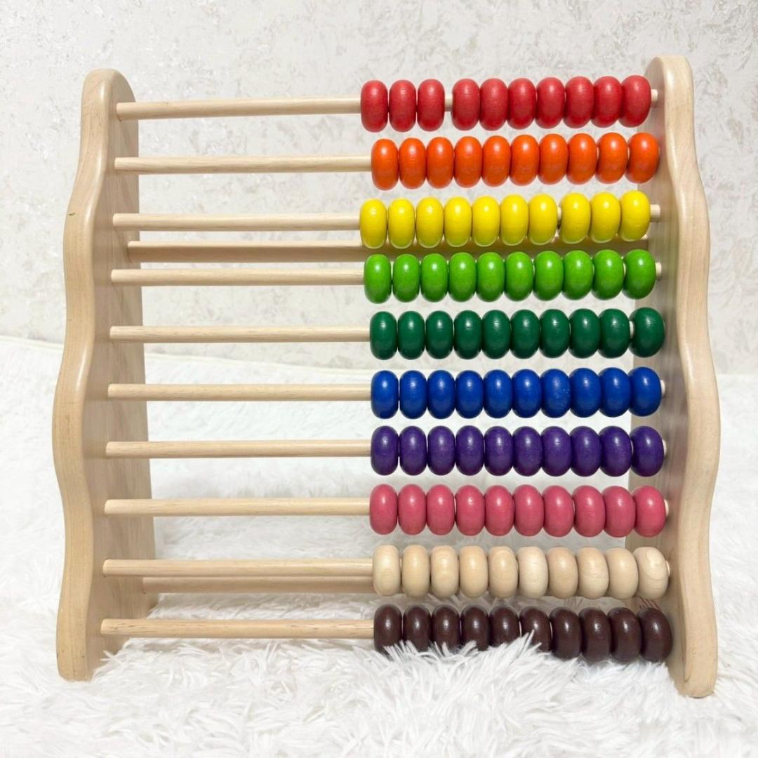 【美品】VOILA レインボーアバカス 100玉そろばん 木製玩具 98-14