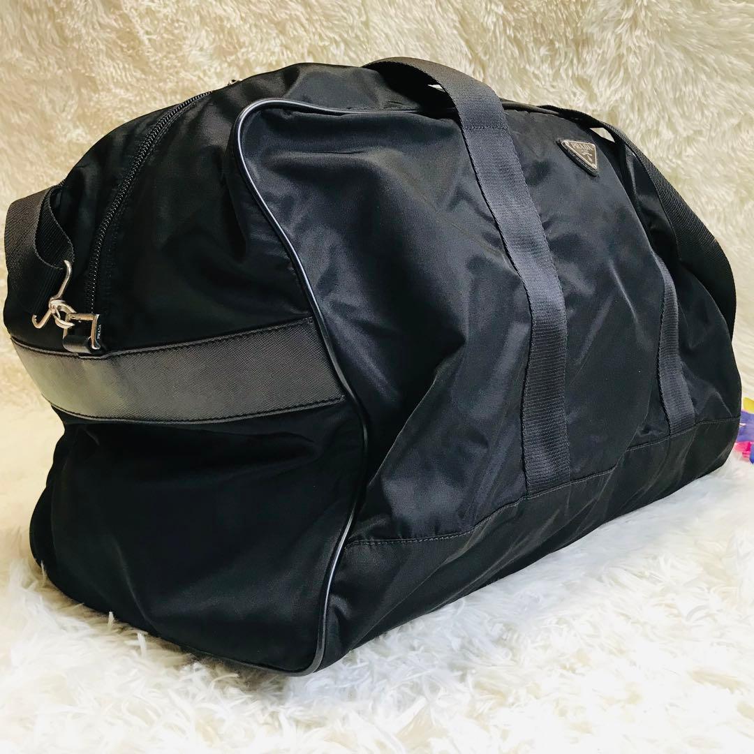 【極美品】プラダ ボストンバッグ 2way ナイロン 黒 三角ロゴ 白タグ