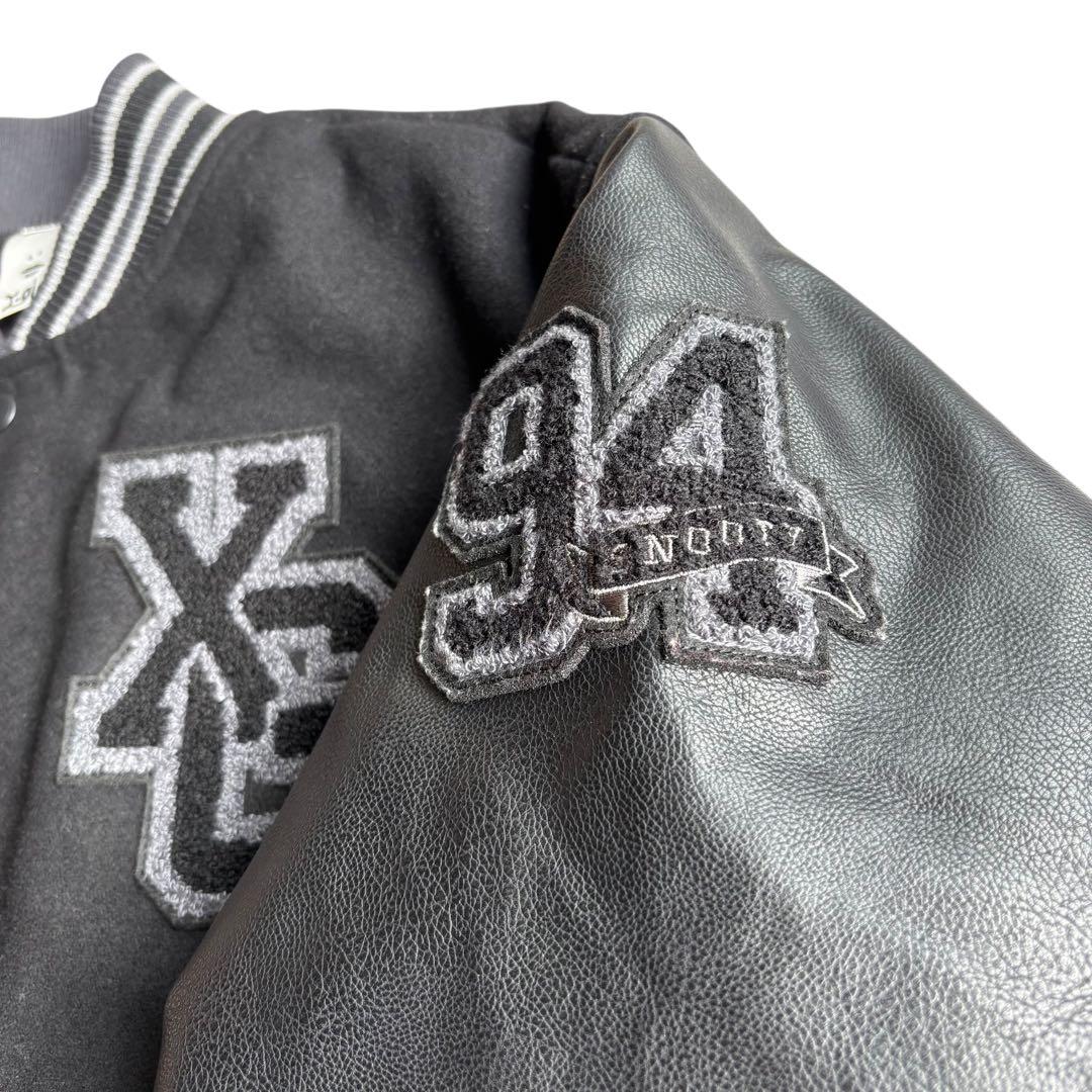 【極美品】X-GIRL エックスガール　￼スタジャン　ワッペン　袖レザー切替　黒