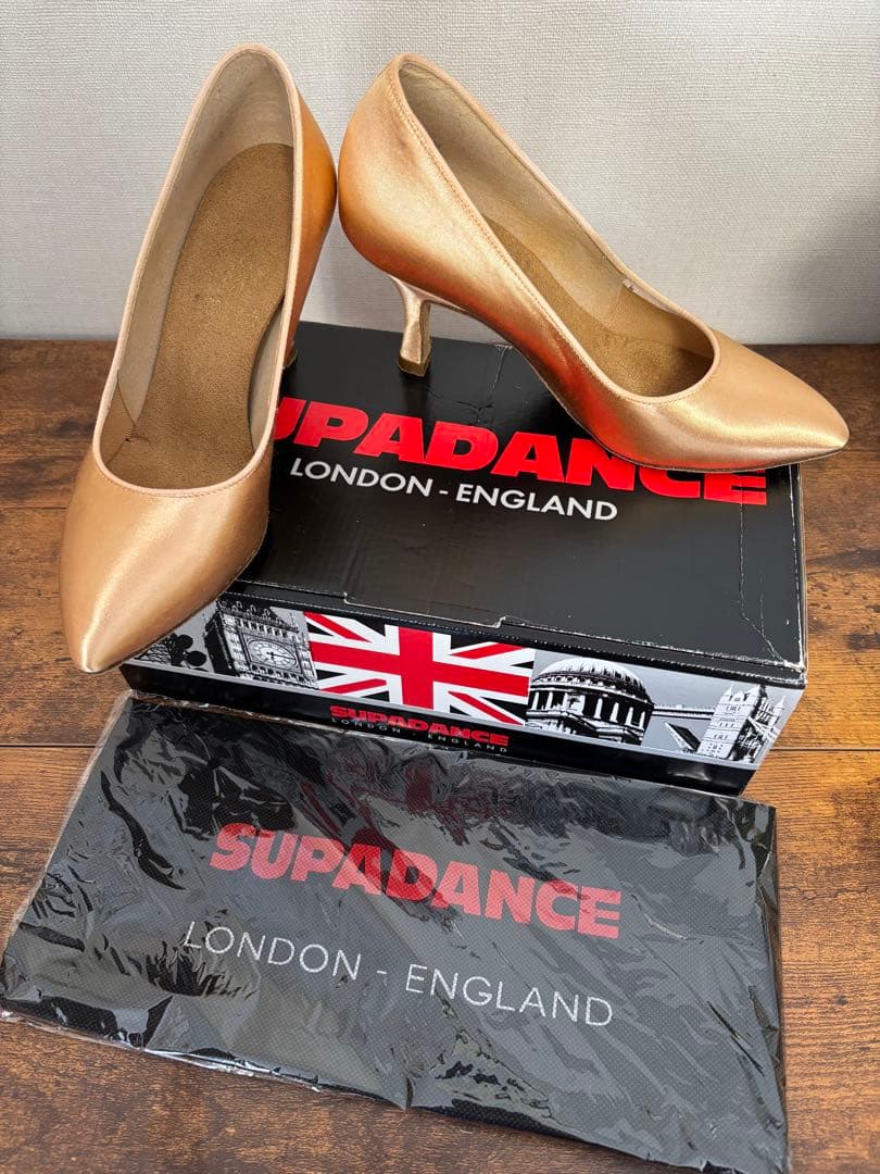 スーパーダンス　社交ダンス　ベージュ　サテンモダンシューズ　サイズ3