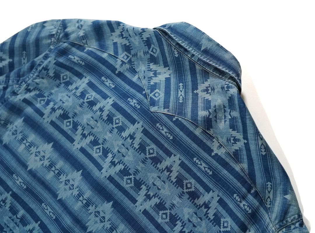 RRL 本藍染め インディゴ コットン サテン ワークシャツ ダブルアールエル
