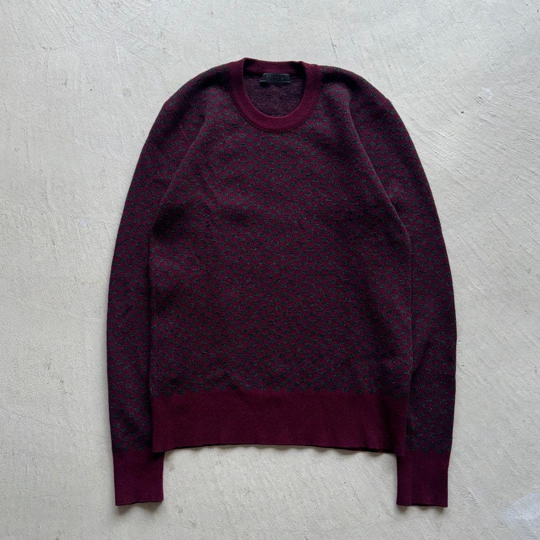 prada check kashmir knit カシミア ニット ボルドー