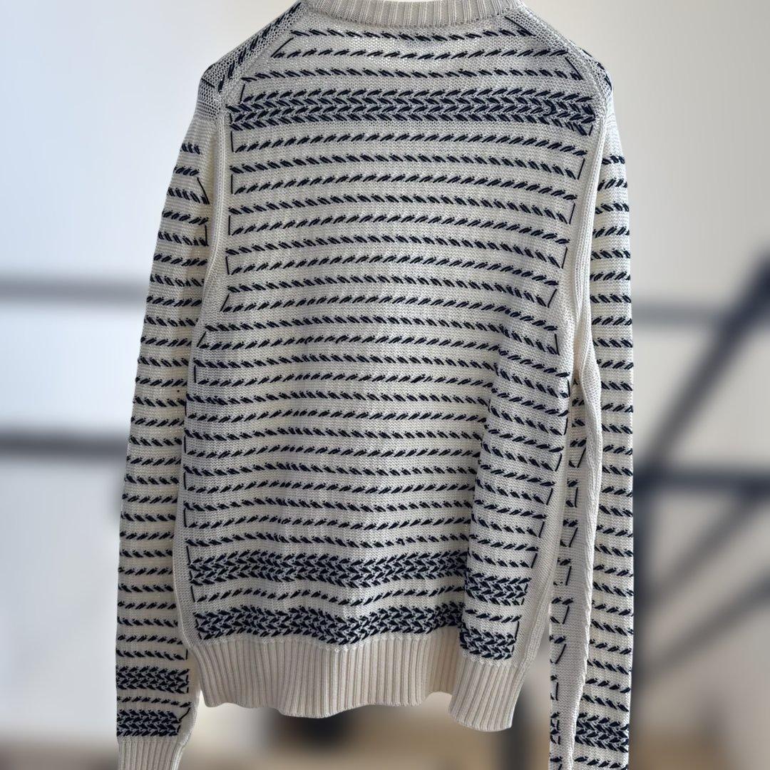 Dior ストライプ クルーネックセーター 白　XS