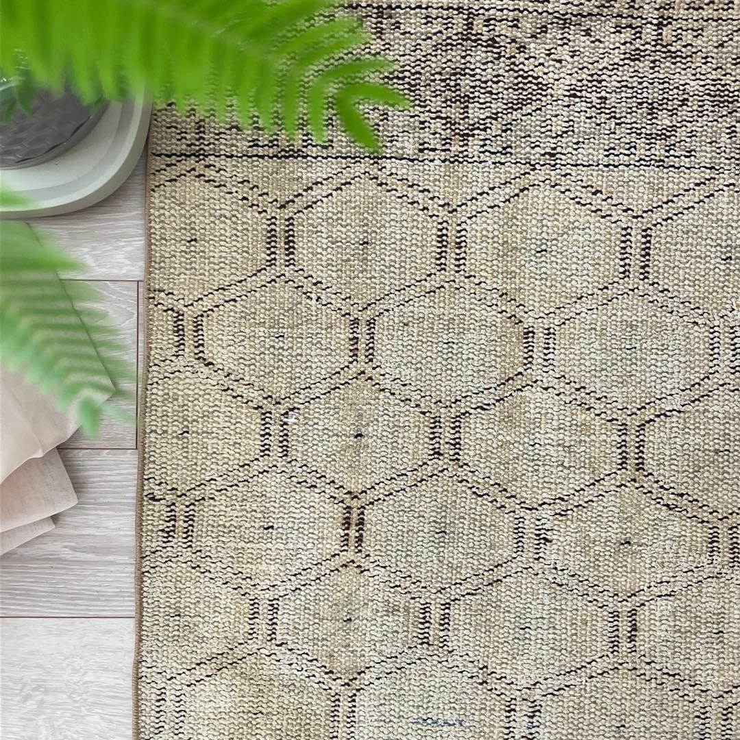 超ロング　均等ハニカム71×288✳︎ベージュ　ランナー　トルコヴィンテージラグ