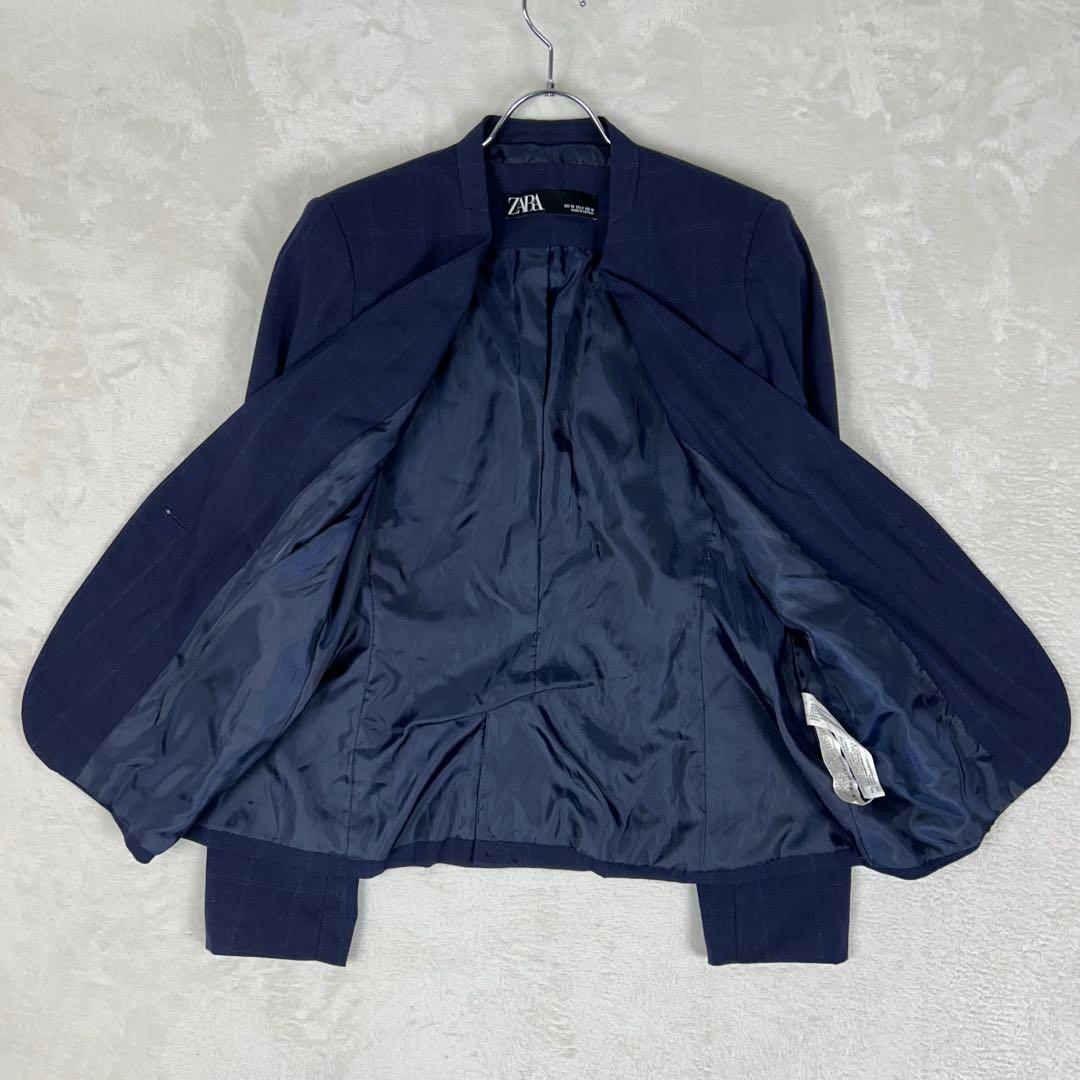 人気♡ザラ パンツスーツセットアップ ノーカラー チェック 大きいサイズ 洗濯