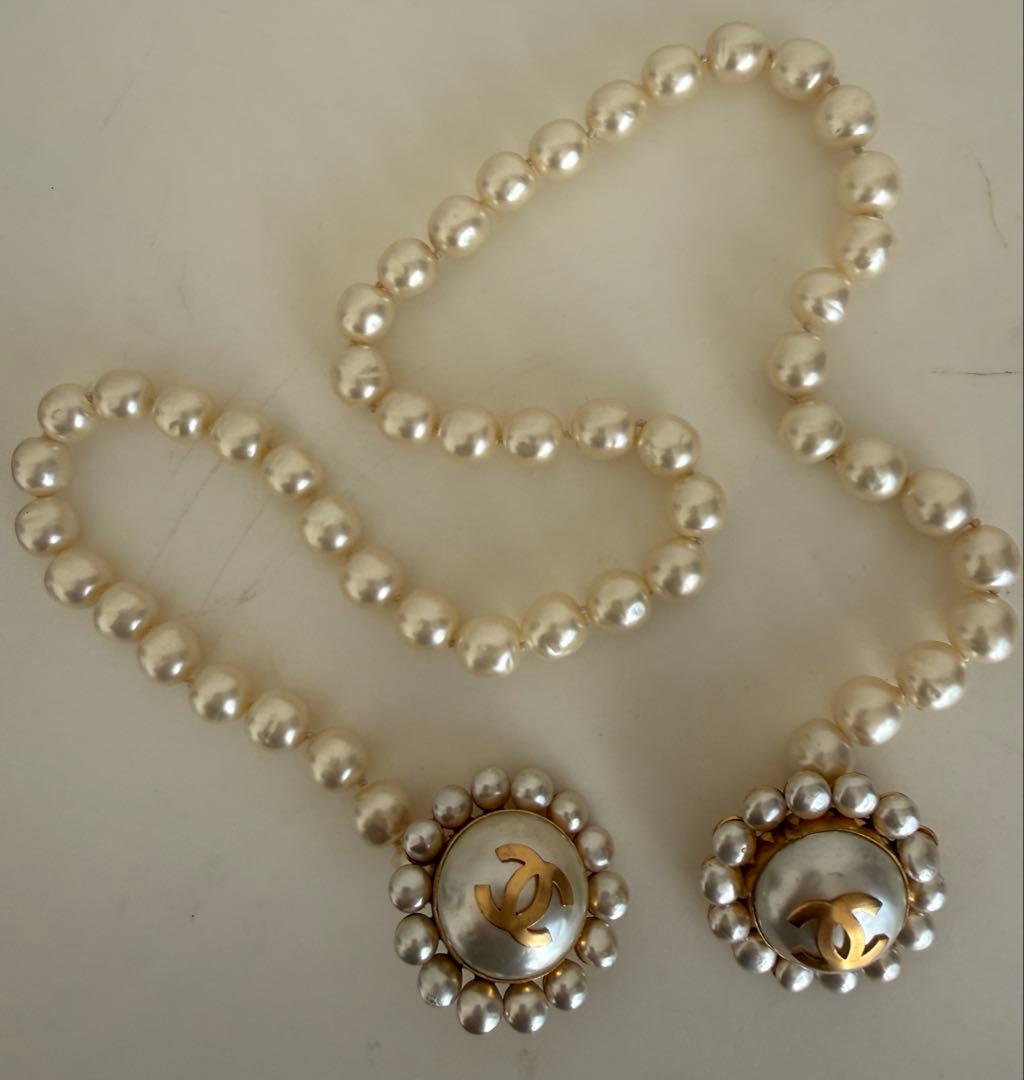 CHANEL ヴィンテージ パール アクセサリー ネックレス風ブローチ