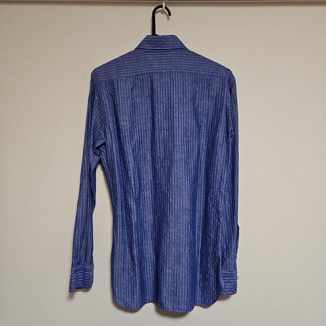 【新品未使用】バルバ　ダンディライフ　綿麻ストライプシャツS38定価約4.8万円