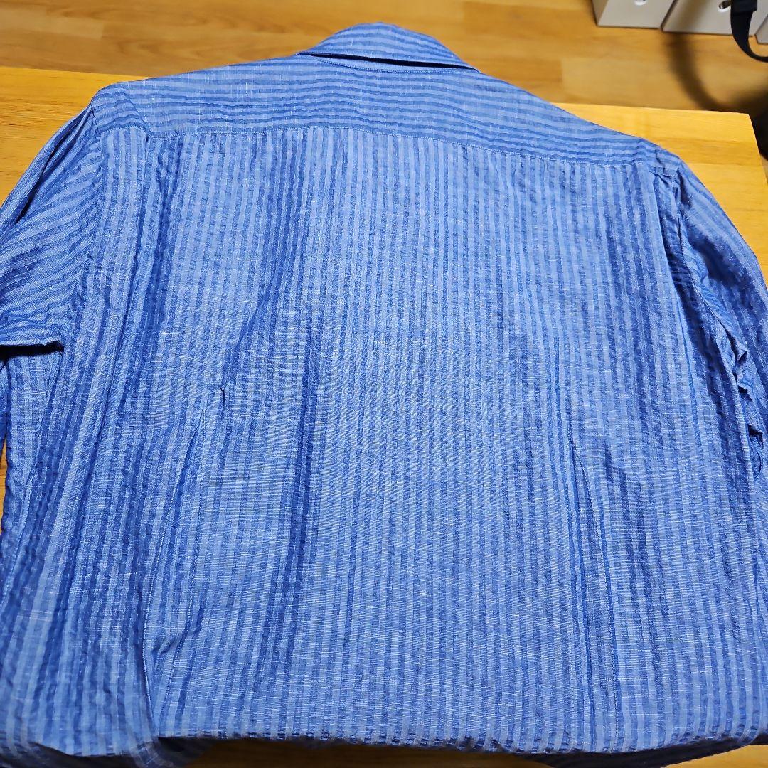 【新品未使用】バルバ　ダンディライフ　綿麻ストライプシャツS38定価約4.8万円